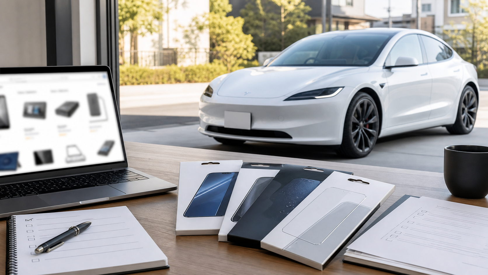 新型Model 3 Highland用画面保護フィルムをAmazonで購入前に確認するイメージ