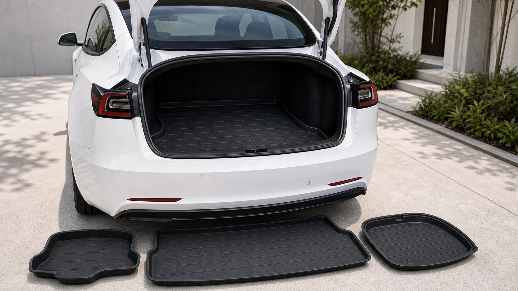 新型Model 3 Highlandのトランクマットとフランクマットのイメージ