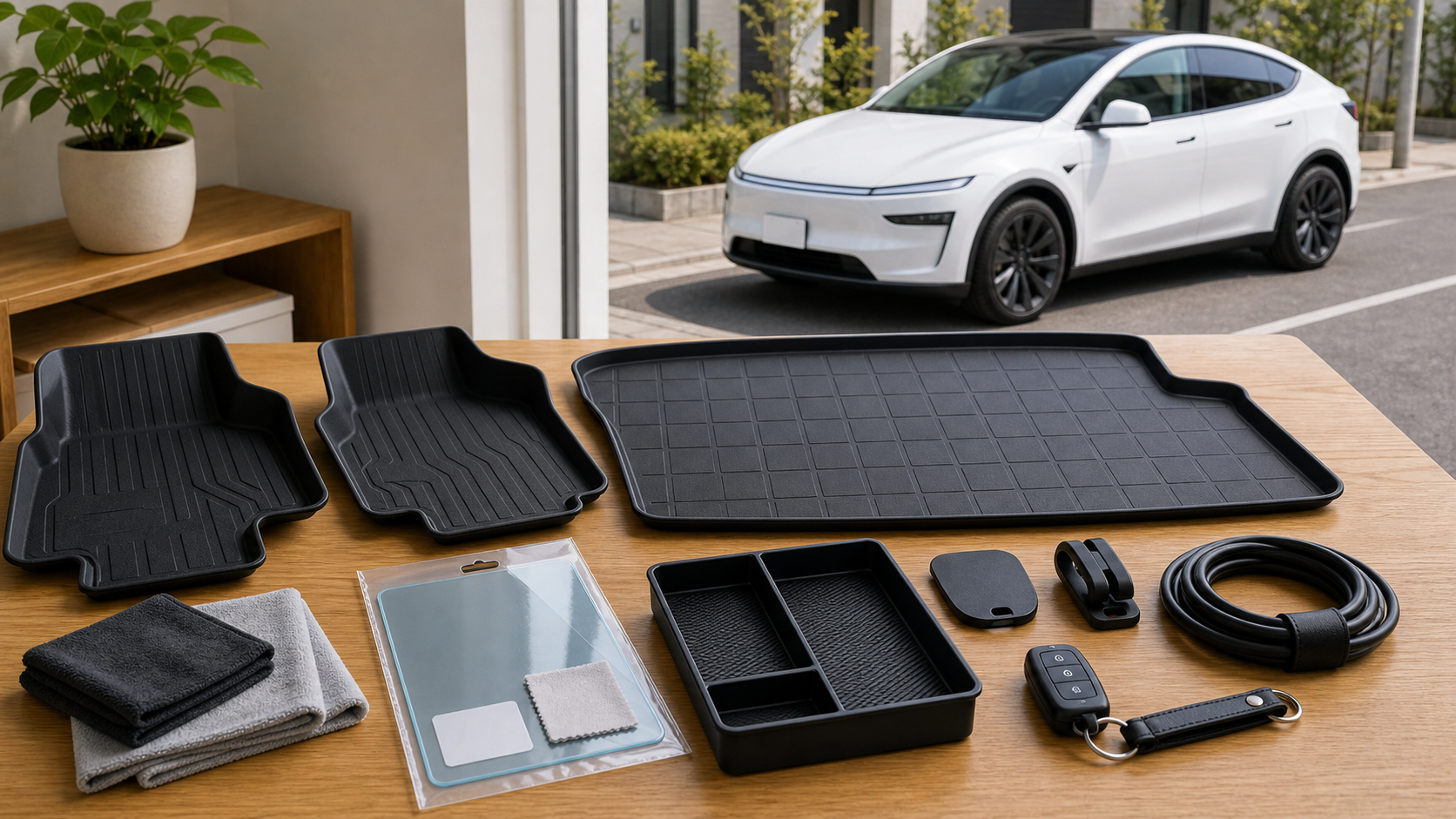 モデルYアクセサリーを納車前に整理するイメージ