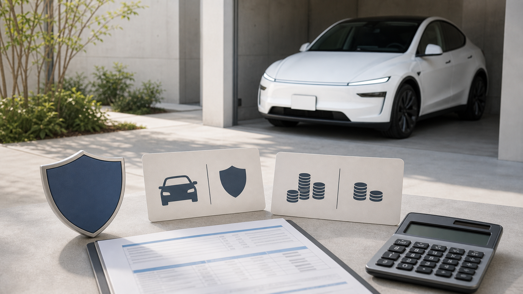 モデルYの車両保険と免責金額を検討するイメージ