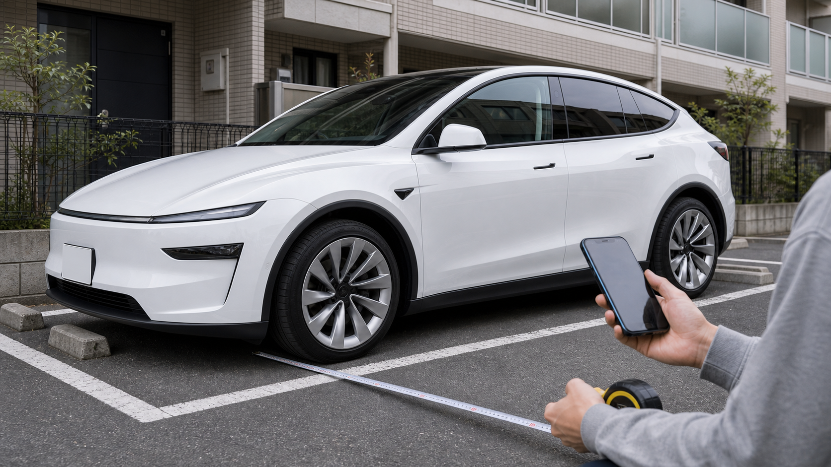 Model Y Lの駐車場サイズを確認するイメージ