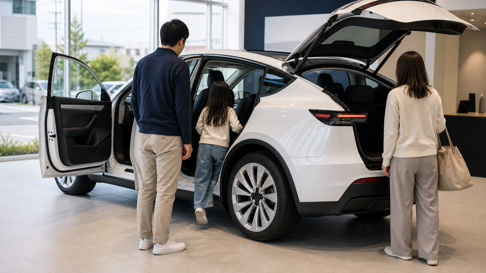 Model Y Lを家族で試乗前に確認するイメージ