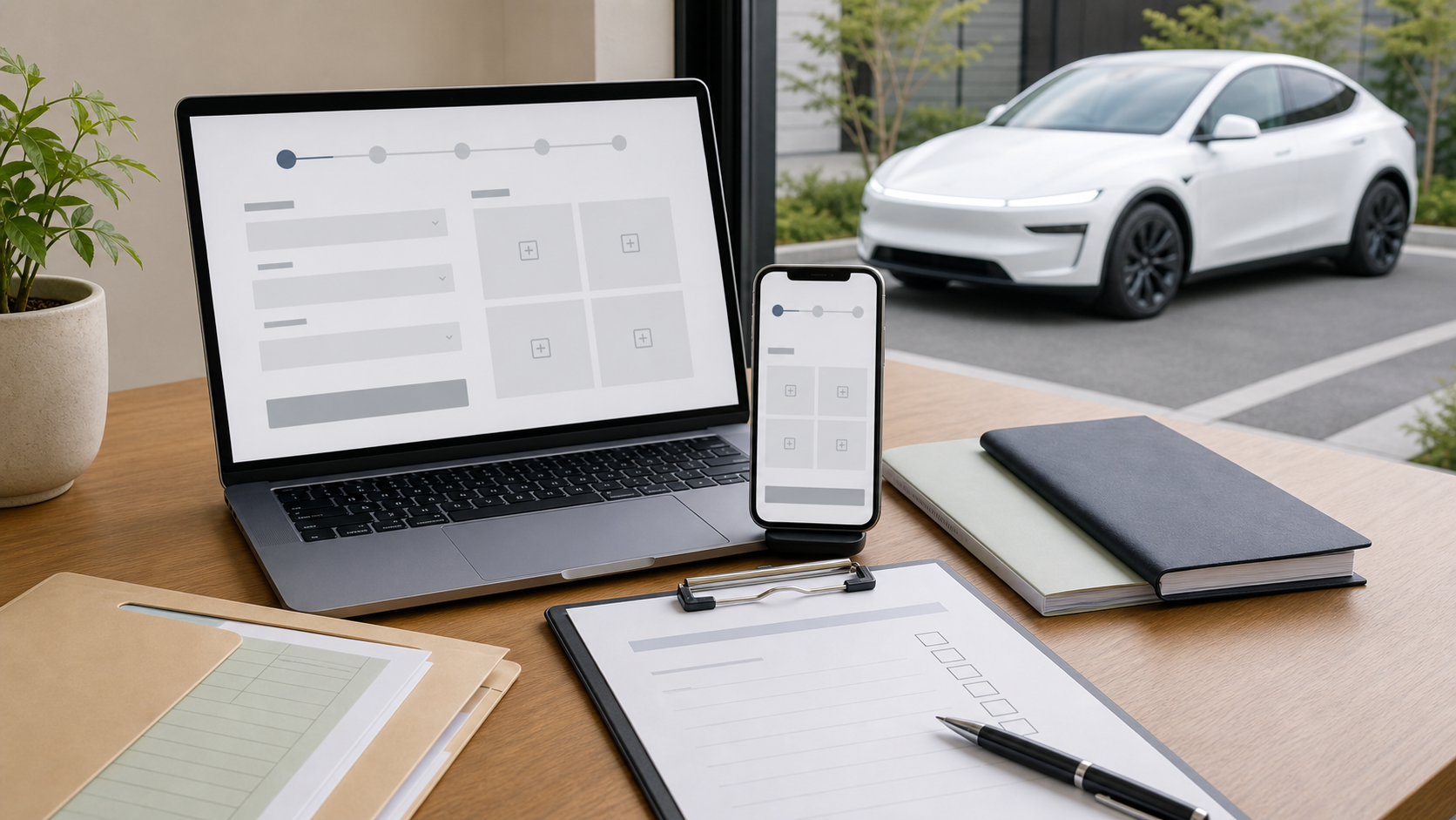 Model YのTesla公式下取り手続きを確認するイメージ