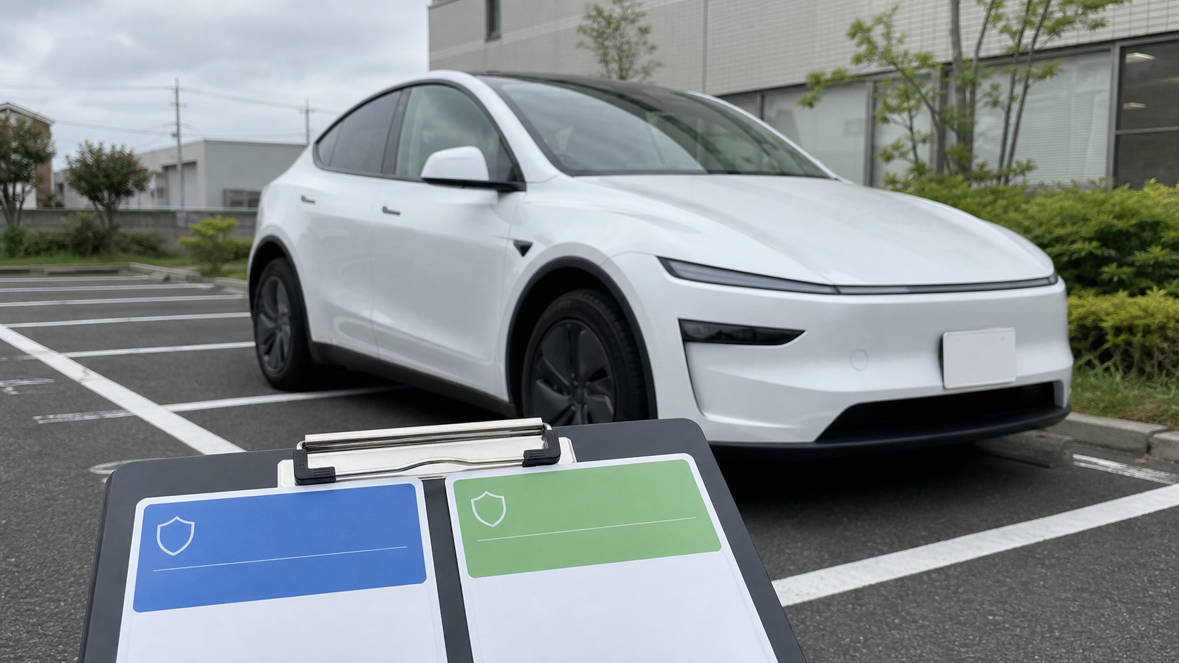 テスラの一般型とエコノミー型の車両保険を比較するイメージ