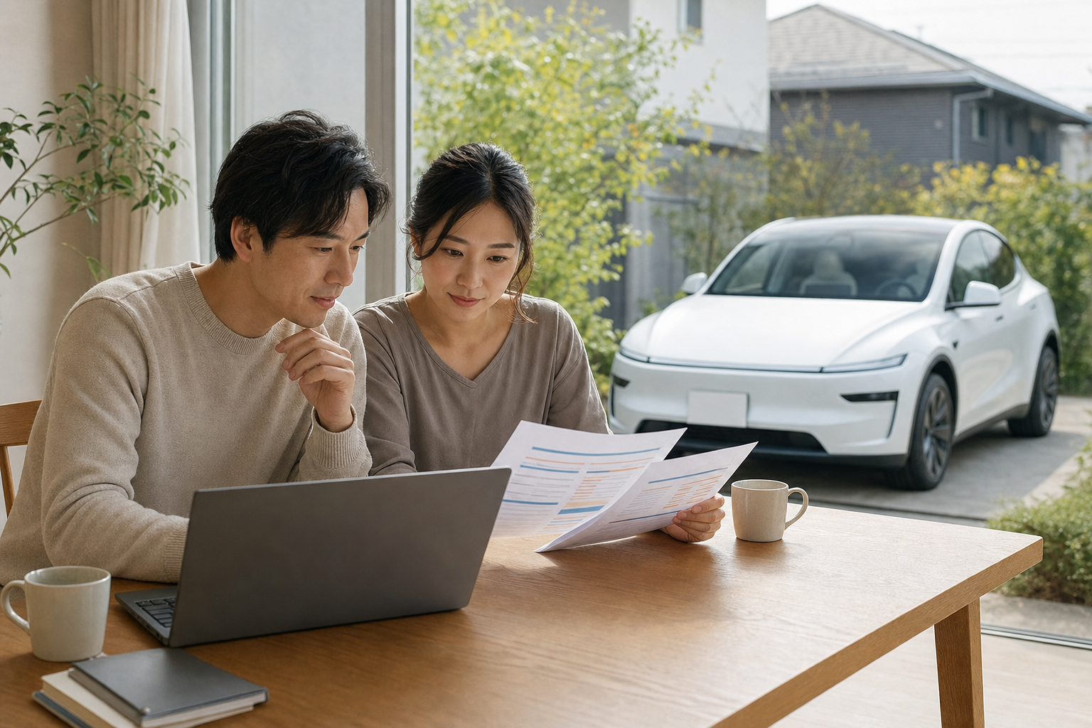 新型Model Yの自動車保険を更新前に比較するイメージ