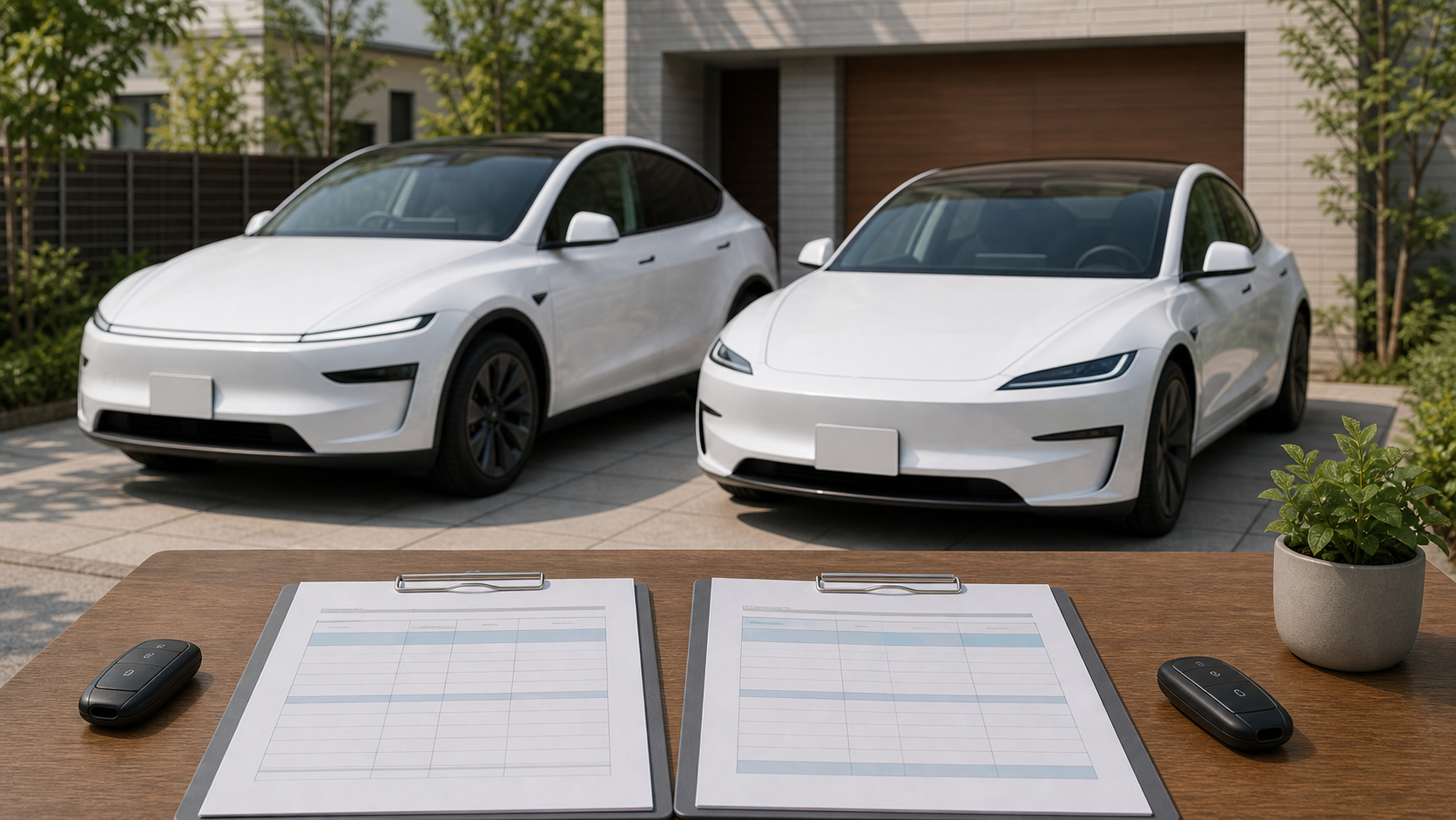 Model 3とModel Yの修理費と保険条件を比較するイメージ