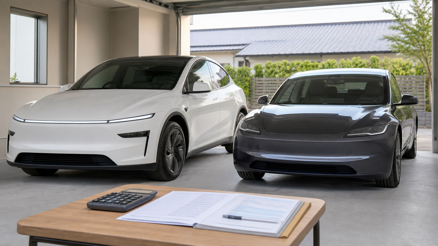 テスラの車検費用と必要書類を確認するイメージ