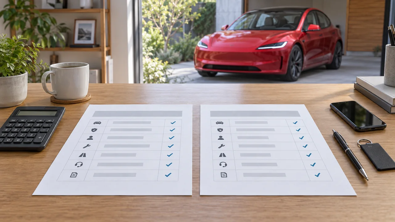 新型モデル3の車両保険を同じ条件で比較する見積書