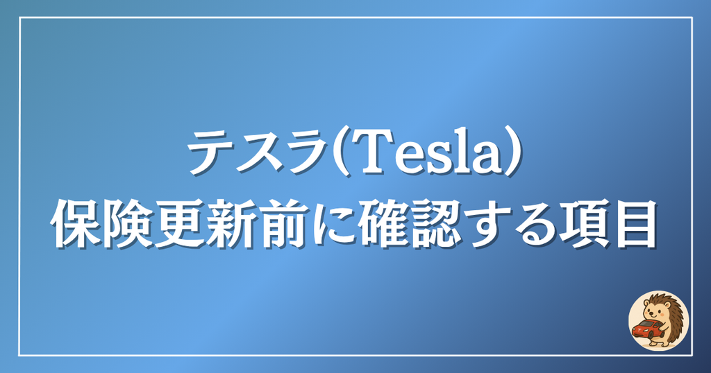 テスラ　保険更新前に確認する項目